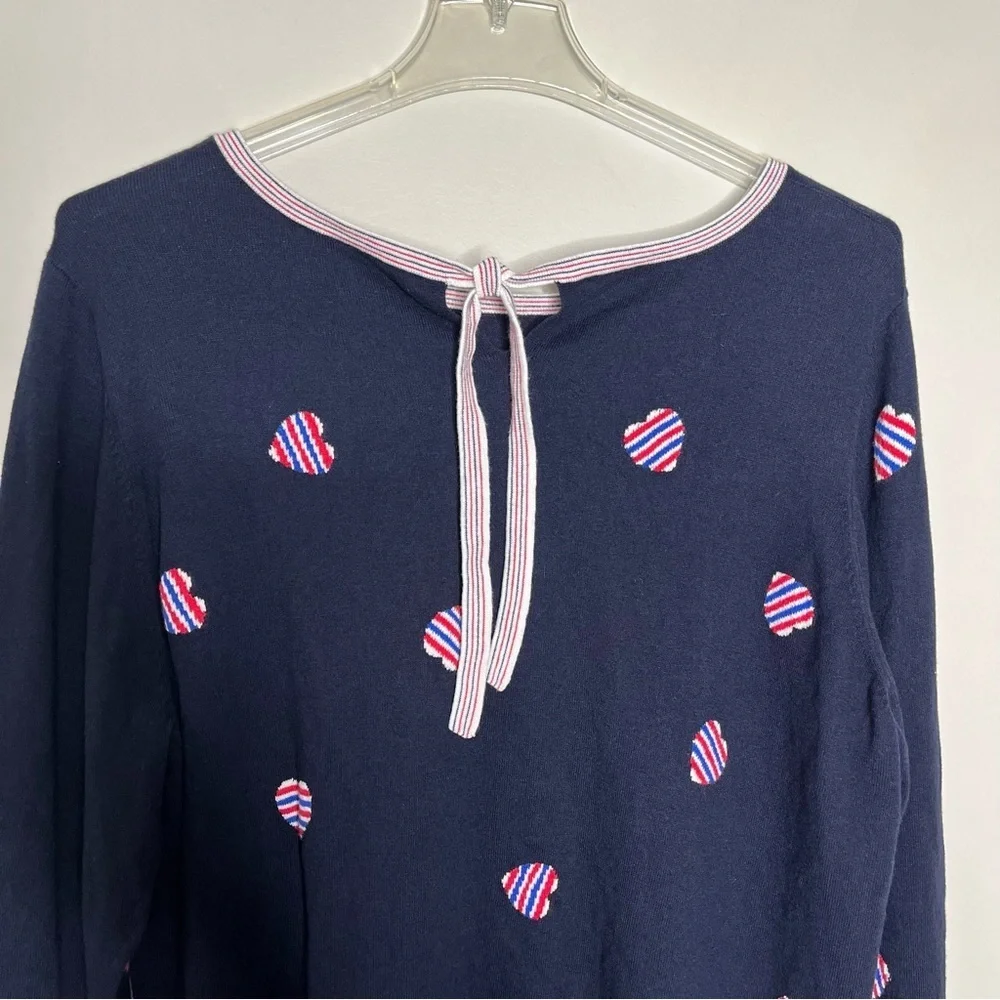 Talbots Plus Petite Navy Knit Pullover Sweater with Red/White/Blue Heart 3XP - Picture 11 of 11